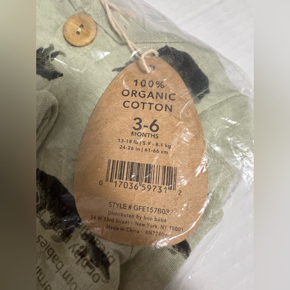 🆕RABBIT + BEAR ORGANIC - 3/6M - NWT - INFANT BOYS 2PC WOODLAND BEAR COVERALL SET - Picture 6 of 6